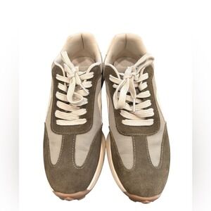 MTA Sports Womens Sneakers Lace Up Suede Mesh Olive White Tan Athletic Shoes